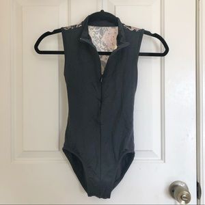 Suffolk Mesh Back Mock Neck Leotard